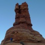 Approaching Bullwinkle Tower, the easiest of the three towers we hope to climb today in the Windows Section of Arches National Park. An ten minute walk puts us at the base.