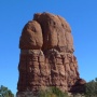 Off-Balance Rock is so named because it is located right next to Balanced Rock. The Northeast Chimney route (5.7) goes up the other side.