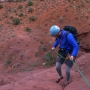 Dominic rappels down the north side of Dock Rock.