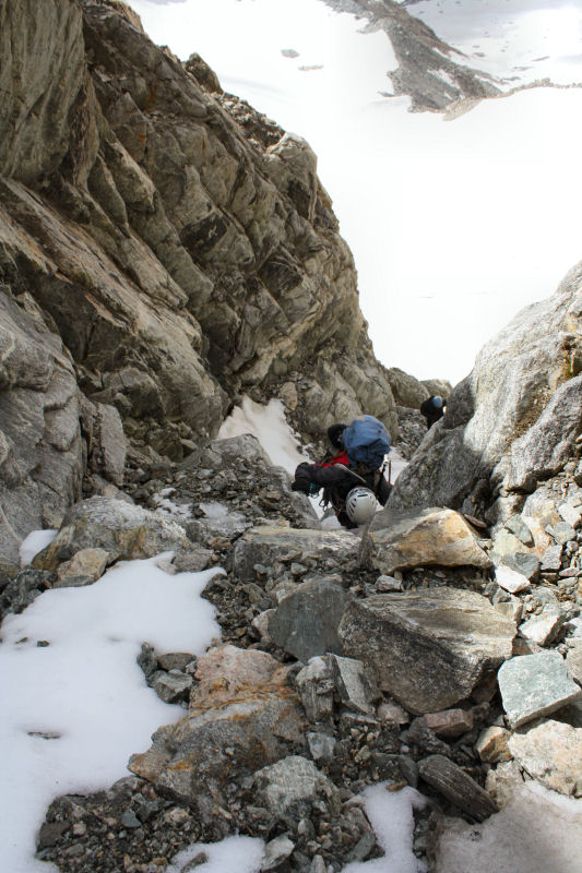 Bailing from Turret Peak's west ridge